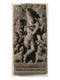 Panneau de char de procession : Krishna joueur de flûte