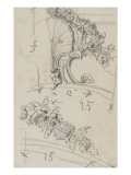Projets pour une palmette et une guirlande de fleurs