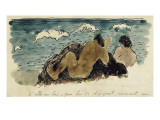Album Noa-Noa : Texte manuscrit et couple au bord de la mer