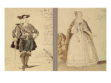Maquette de costumes pour Ruy Blas Ruy Blas (2° acte) et la reine (1ere acte)