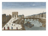 Vue perspective du pont de la Tournelle et de la Porte Saint Bernard