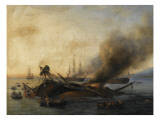 Combat naval entre une division française et anglaise en vue de l'île de la