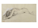 Femme nue allongée sur le ventre  la tête entre les bras