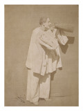Pierrot ouvrant une enveloppe