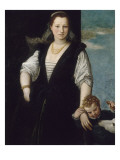 Portrait de femme avec un enfant et un chien (les enfants de Francesco Bevilacqua )