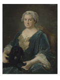 Portrait de femme tenant un chien sur ses genoux