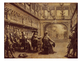 Représentation de Mirame au palais Cardinal devant Louis XIII  Anne d'Autriche et Richelieu