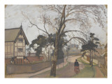 Route des environs de Londres avec chalet à gauche