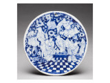 Plaque d'applique : personnages chinois autour d'une table