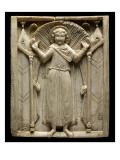 Plaque de coffret ou de porte : saint () en orant