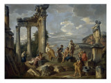 Prédicateur au milieu de ruines à Rome