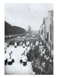 Quimper  la procession de la fête-Dieu sur le quai de l'Odet