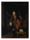 Portrait du musicien Johan Schenk (jouant une partition de Marin Marais)