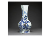 Vase quadrilatéral à décor de personnages et de paysage