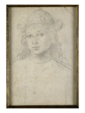Portrait de jeune homme  en buste  vu de face  coiffé d'un chapeau