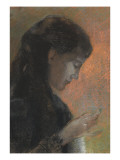 Portrait de madame Redon brodant