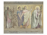 Procession de Saints martyrs   avec bordure de feuillage sur 2 côtés esquisse