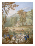 Plaque représentant les chasses de Louis XVI