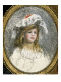 Portrait de petite fille coiffée d'une charlotte ou buste d'enfant portant un chapeau