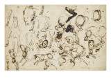 Feuille d'études de chevaux  de cavaliers  et d'une chèvre