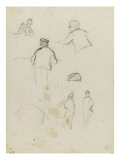 Feuille de croquis avec six personnages