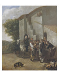 Halte à la porte d'un cabaret