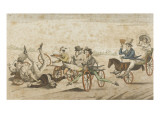 Série de caricatures parisiennes:  plaisirs et désagréments du vélocipède et  chevaux orifères