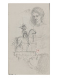Feuille d'études : Jeanne d'Arc et têtes de femme