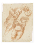 Etude d'enfant nu vu de face "da sotto insu"