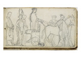 Carnet de croquis; cortège antique (femme dans un char)