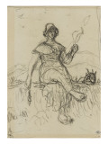 Croquis pour La fileuse  chevri auvergnate (1868-1873)