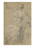 Etude de femme allégorique assise  tournée vers la gauche