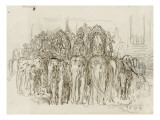 Etude d'éléphants pour le Triomphe d'Alexandre