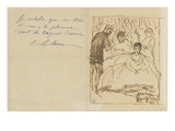 Femme assise dans un intérieur  entourée de trois personnages