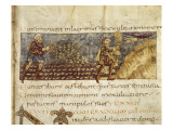 Scène de semailles et d'offrande d'une gerbe  manuscrit enluminé Psautier de Stuttgart