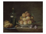 Nature morte aux pêches et à la brioche