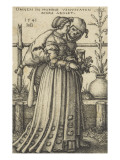 La jeune femme accompagnée d'un bouffon