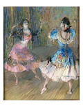 Deux danseuses espagnoles  sur scène  jouant des castagnettes