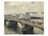 Le Pont Boïeldieu à Rouen  soleil couchant  temps brumeux