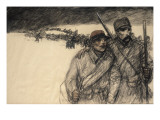 Les Poilus : longue file de soldats dans la neige