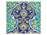 Carreau à frise de lambrequins bleu et turquoise imbriqués