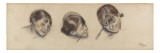 Trois études de la tête d'une danseuse