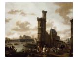 La tour et la porte de Nesle à Paris