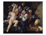 Deux enfants jouant avec des fleurs