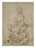 La Vierge assise avec l'Enfant et le petit saint Jean  dans un paysage