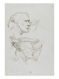 Trois études de tête pour un personnage d'époque Louis XV