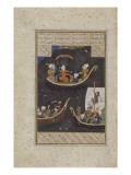 Miniature : Khosrow à la chasse en barque  feuillet d'un Khamseh d'Amir Khosran Dihlavi