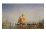Venise  Trabacco à la voile jaune