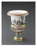 Vases Médicis : décor de scènes paysannes en grisaille