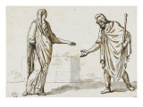 Album : une femme faisant l'aumône à un homme ; deux femmes devisant ; une femme assise